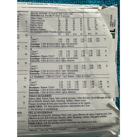 Simplicity 6832 Sewing pattern coat jacket cropped bolero size 8-18 - Picture 5 of 5